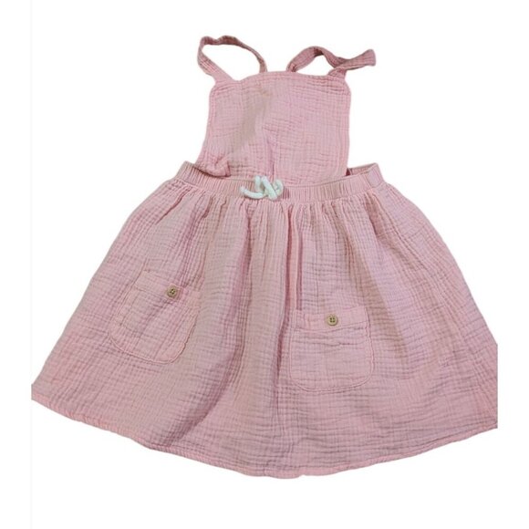 Girls Pink 5T Wonder Nation Sleeveless Cotton Dress With Pockets & Crisscross Ba - Picture 4 of 8